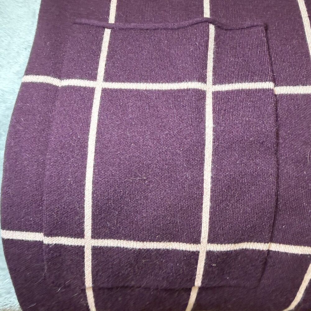 Nine West Womens Size Medium Burgundy Windowpane Plaid Long Cardigan Sweater - Picture 11 of 12